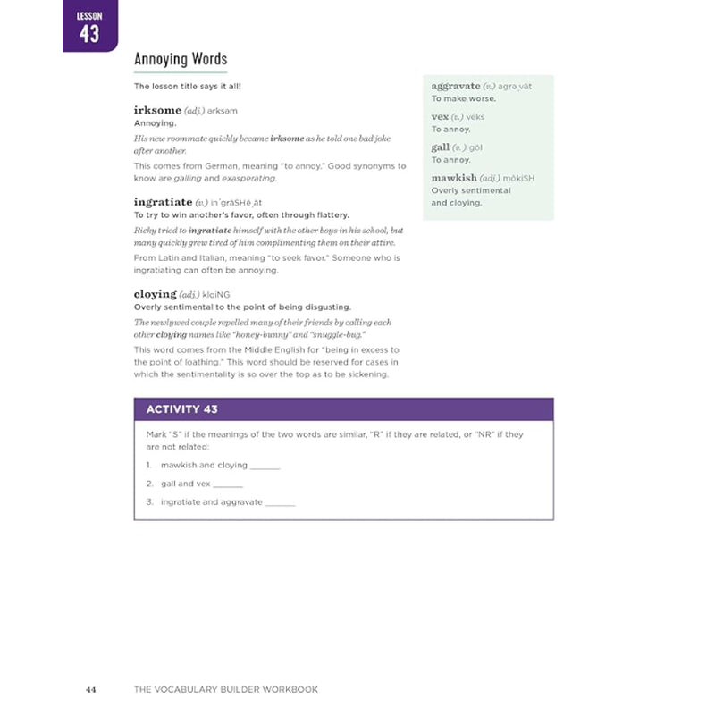 The Vocabulary Builder Workbook (Spiral Bound)