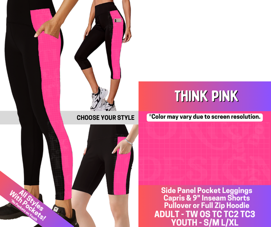 Preorder! Closes 3/25. ETA June. Think Pink Combo Side Panel Legging Lengths