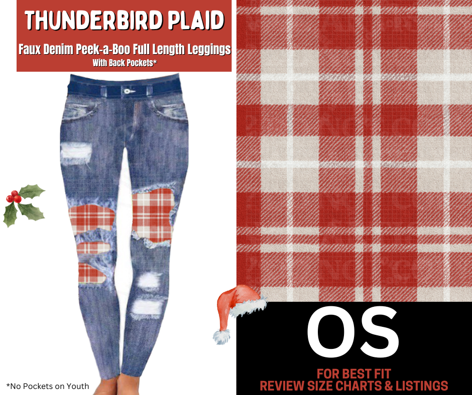 Thunderbird Plaid Faux Denim Full Length Peekaboo Leggings