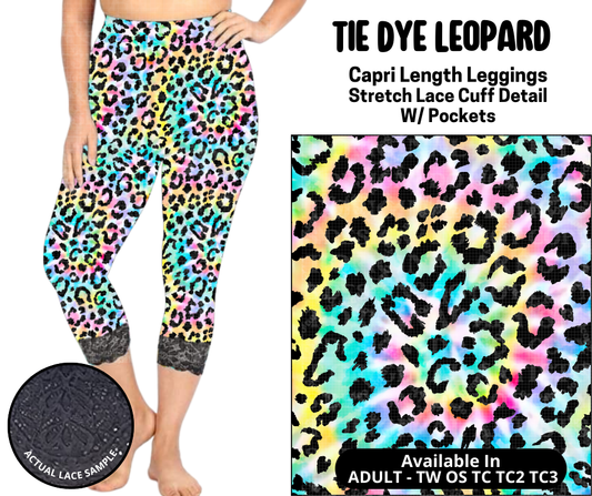 Preorder! Closes 5/12. ETA August. Tie Dye Leopard Lace Cuff Capris w/ Pockets