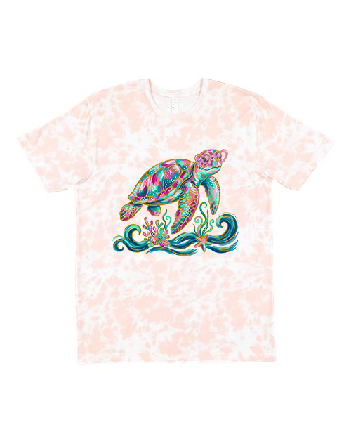 Tie Dye Preppy Turtle Adult Graphic Tee
