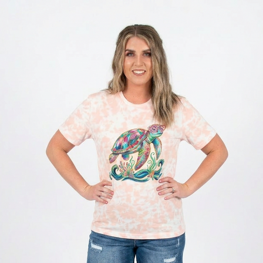 Tie Dye Preppy Turtle Adult Graphic Tee