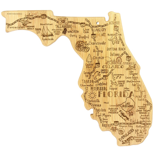 Totally Bamboo Destination Florida State Shaped Serving and Cutting Board