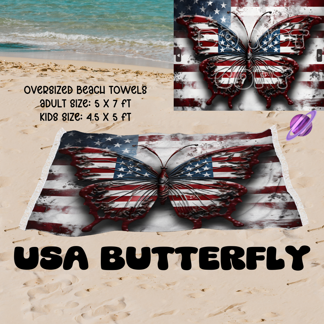 USA Butterfly -OVERSIZED BEACH TOWEL 6-PREORDER CLOSING 3/20