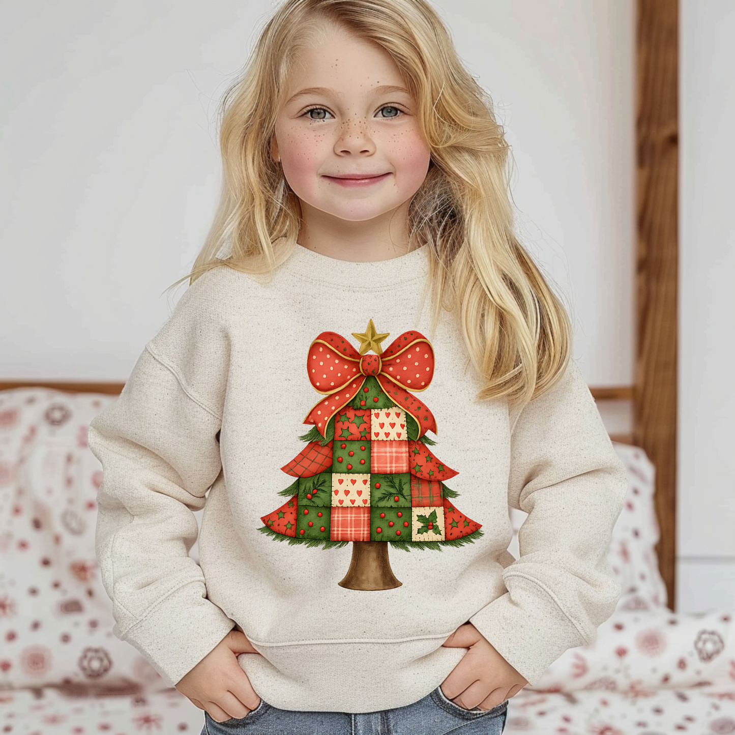 Patchwork Christmas Tree Youth & Toddler Sweatshirt