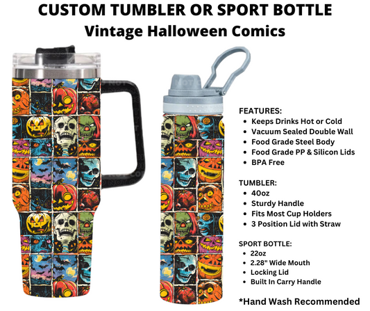 Vintage Halloween Comics Custom Tumbler or Sport Bottle