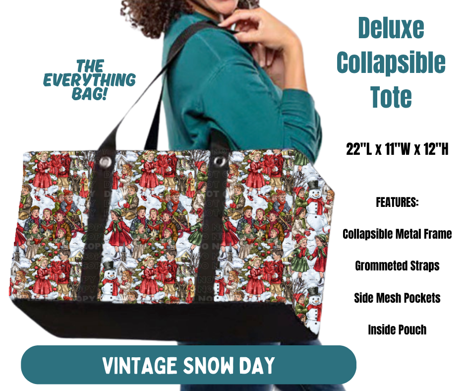 Preorder! Closes 8/13. ETA Nov. Vintage Snow Day Collapsible Tote