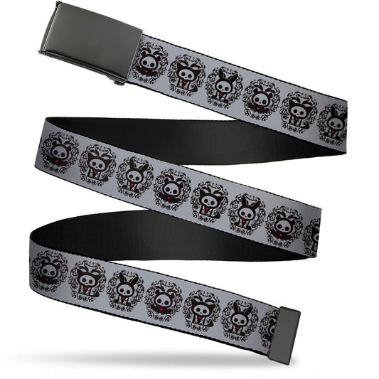 Web Belt Blank Black Buckle - Skelanimals Diego Jack Kits Portraits Gray/Black Webbing