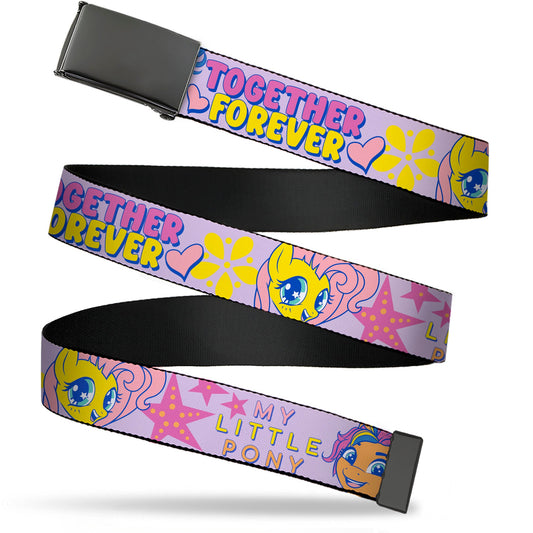 Web Belt Blank Black Buckle - MY LITTLE PONY Three Ponies TOGETHER FOREVER Multi Color Webbing