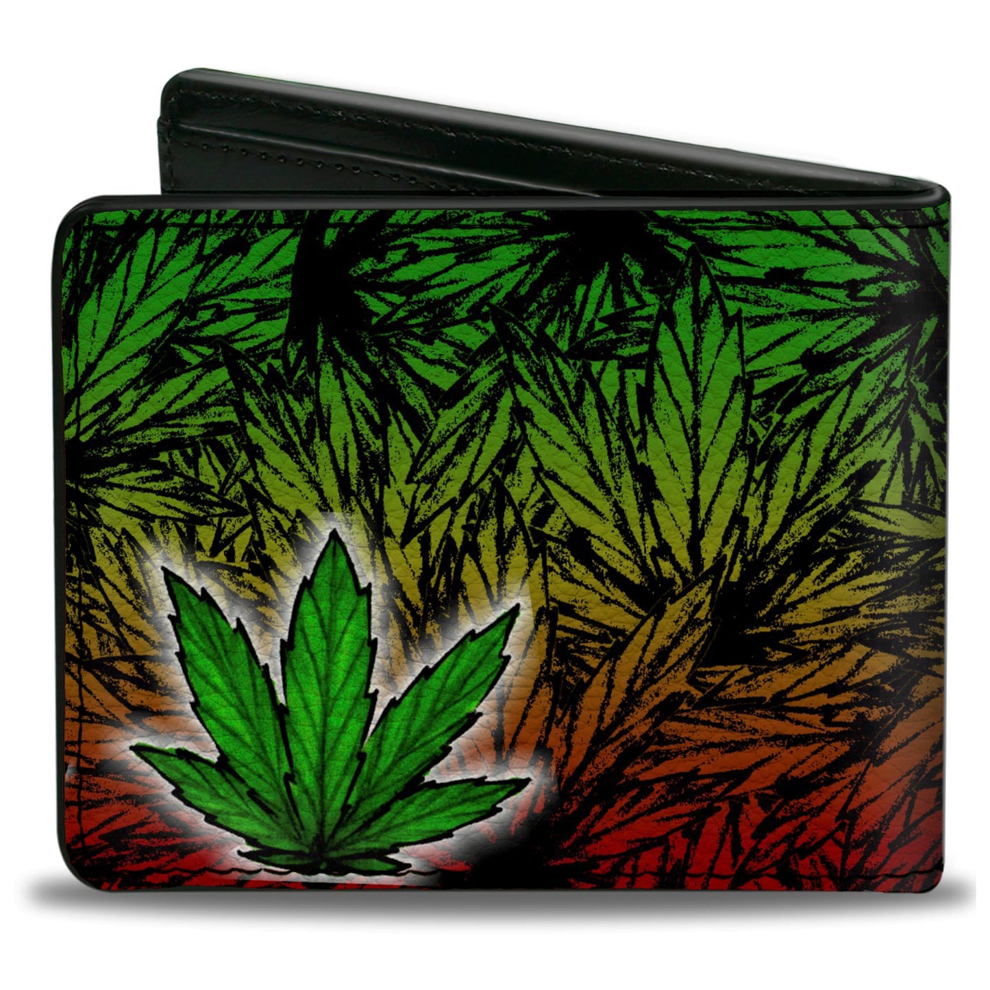 Bi-Fold Wallet - Marijuana Haze Rasta White