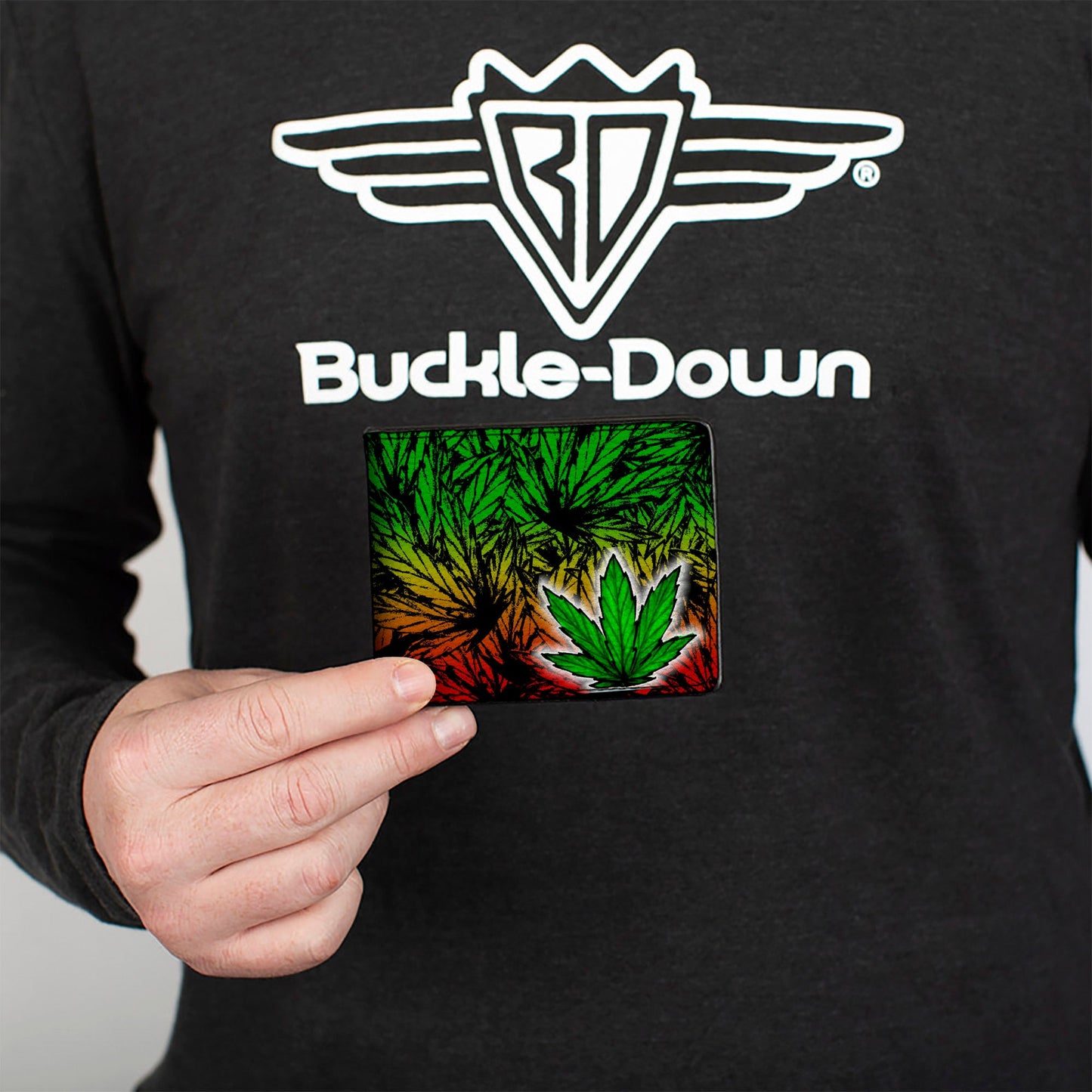 Bi-Fold Wallet - Marijuana Haze Rasta White