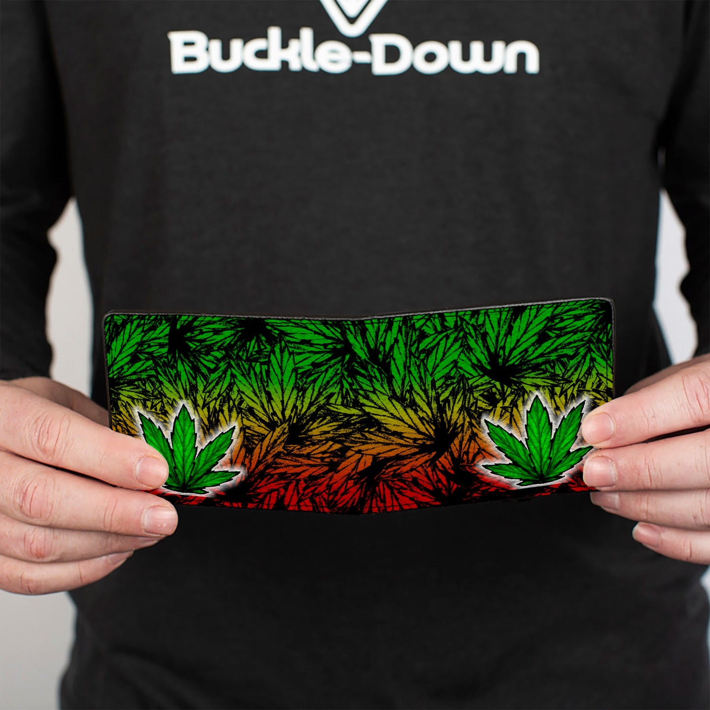 Bi-Fold Wallet - Marijuana Haze Rasta White