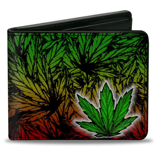 Bi-Fold Wallet - Marijuana Haze Rasta White