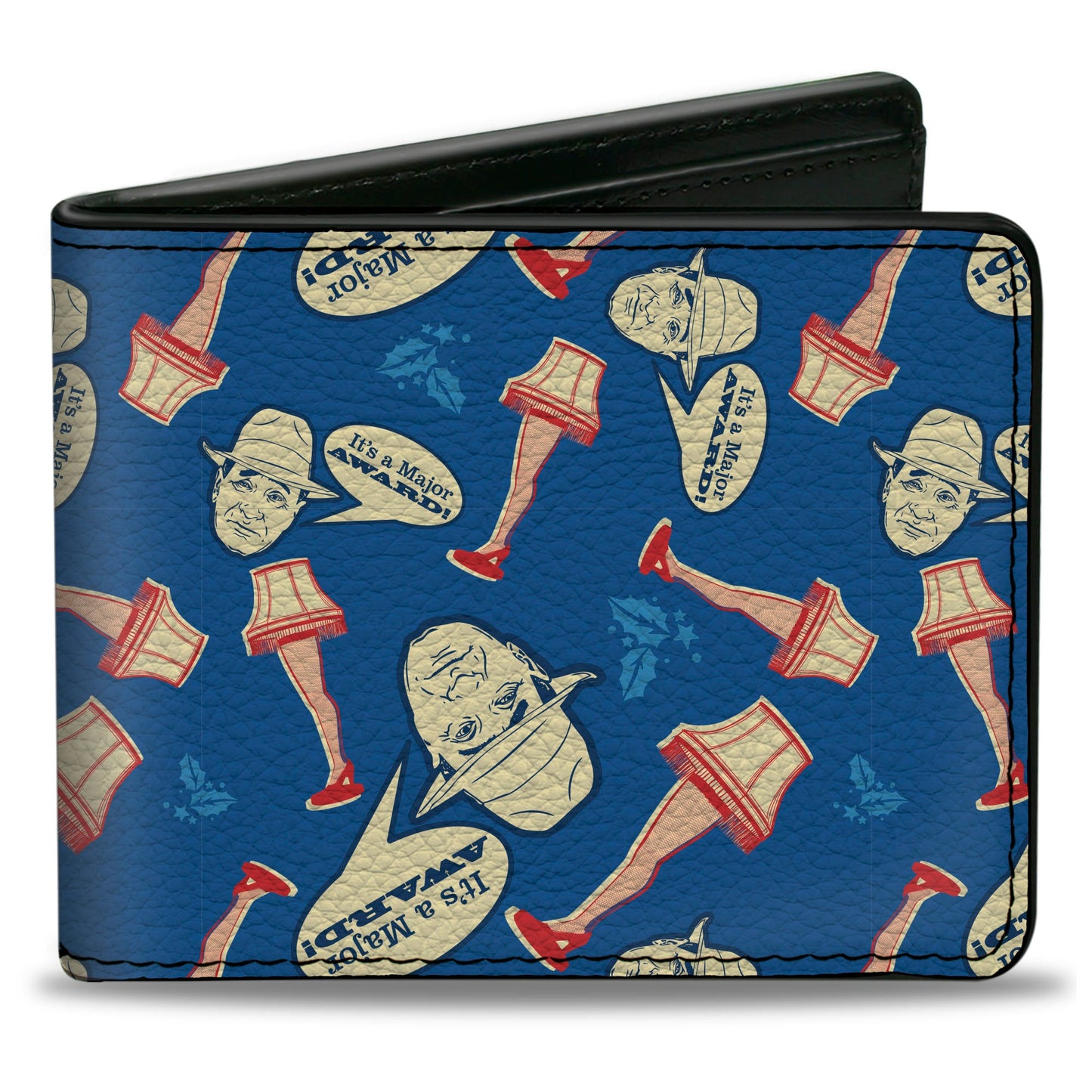 Bi-Fold Wallet - A Christmas Story Lamp IT'S A MAJOR AWARD Collage Blues Red Beige