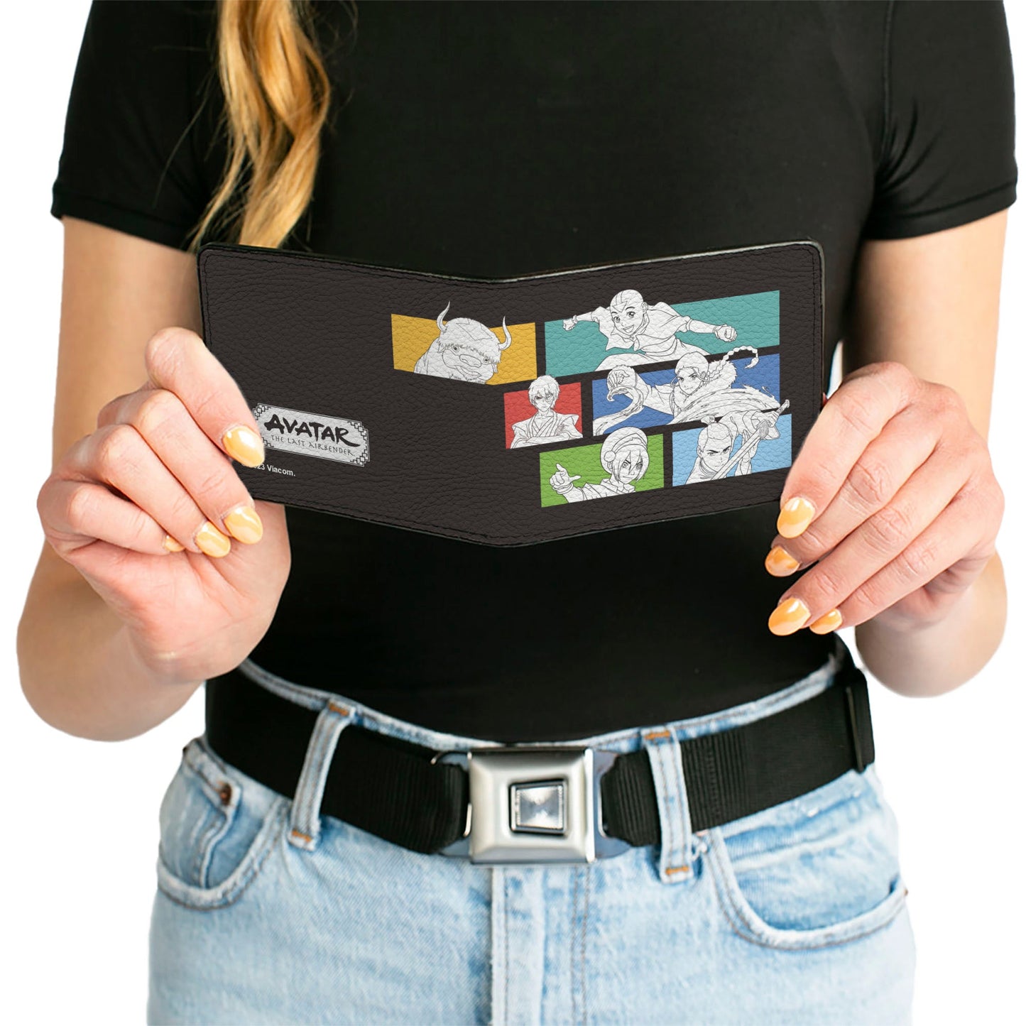Bi-Fold Wallet - Avatar Last Airbender Character Pose Blocks and Title Logo Black/Multi Color