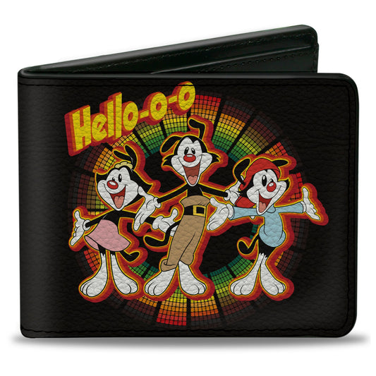 Bi-Fold Wallet - Animaniacs HELLOOO Group Pose Black Red Yellow