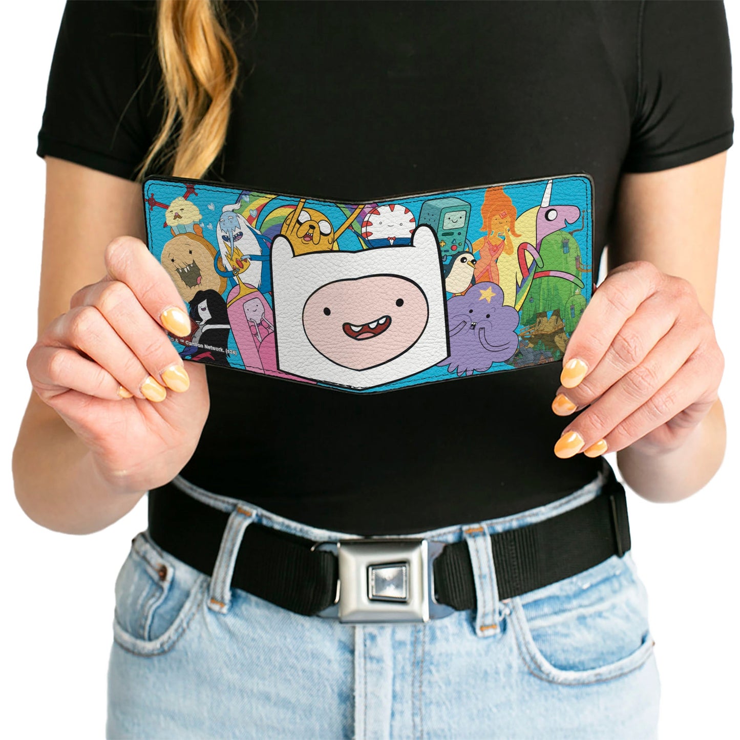 Bi-Fold Wallet - Adventure Time Finn Face Close-Up and Friends Blue