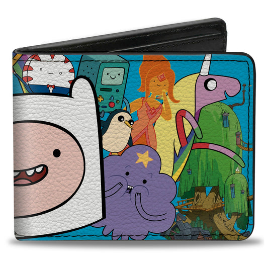 Bi-Fold Wallet - Adventure Time Finn Face Close-Up and Friends Blue