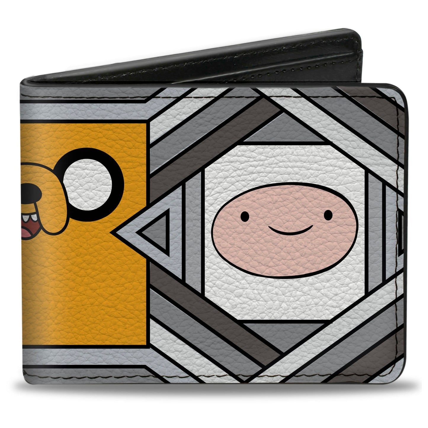 Bi-Fold Wallet - Adventure Time Jake Finn and BMO Pose Blocks Grays
