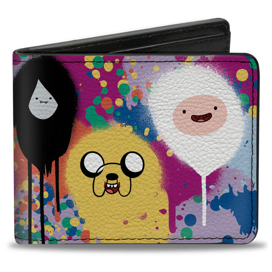Bi-Fold Wallet - Adventure Time Characters Spray Paint Expressions Multi Color
