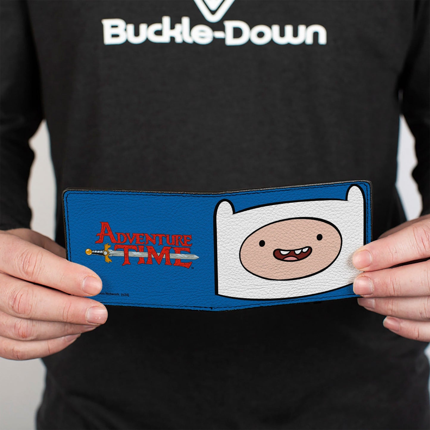 Bi-Fold Wallet - ADVENTURE TIME Title Logo and Finn Smiling Face Blue