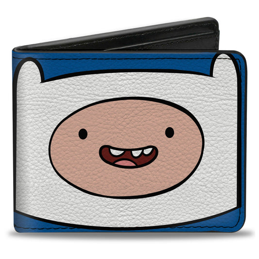 Bi-Fold Wallet - ADVENTURE TIME Title Logo and Finn Smiling Face Blue