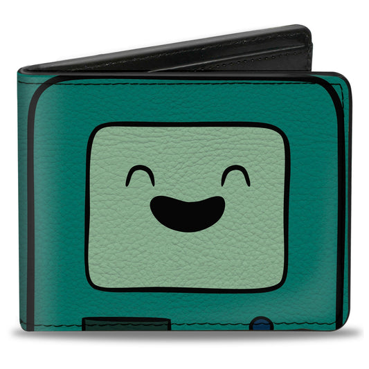 Bi-Fold Wallet - ADVENTURE TIME Title Logo and BMO Smiling Face Teal