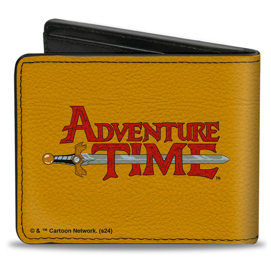 Bi-Fold Wallet - ADVENTURE TIME Title Logo and Jake Face Yellow