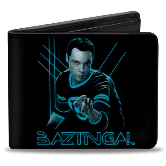 Bi-Fold Wallet -Sheldon BAZINGA! Black Blue Glow