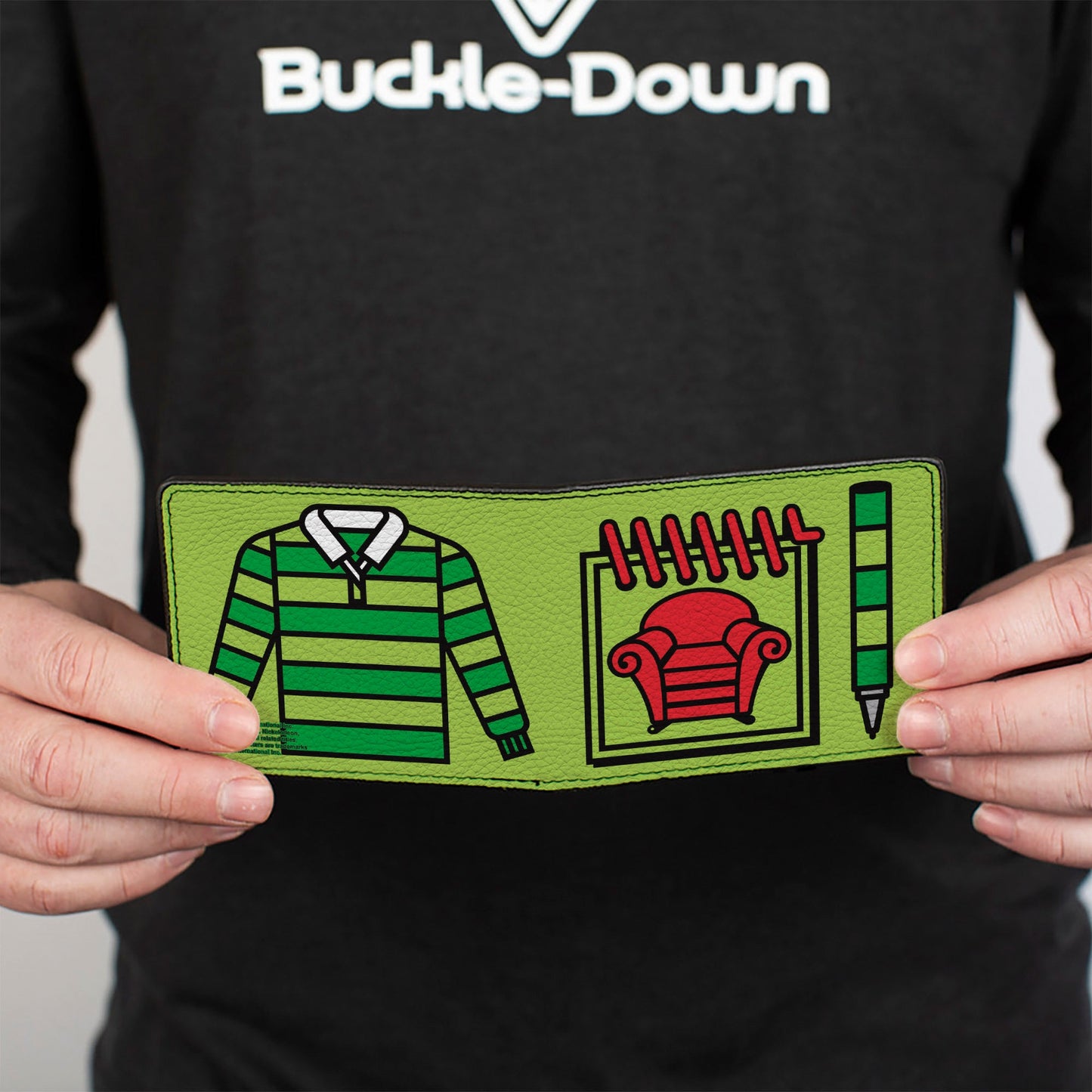 Bi-Fold Wallet - Blue's Clues Steve's Handy Dandy Notebook Thinking Chair + Striped Shirt Greens Black Red