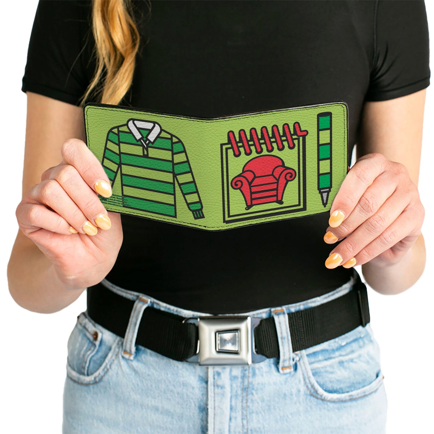 Bi-Fold Wallet - Blue's Clues Steve's Handy Dandy Notebook Thinking Chair + Striped Shirt Greens Black Red