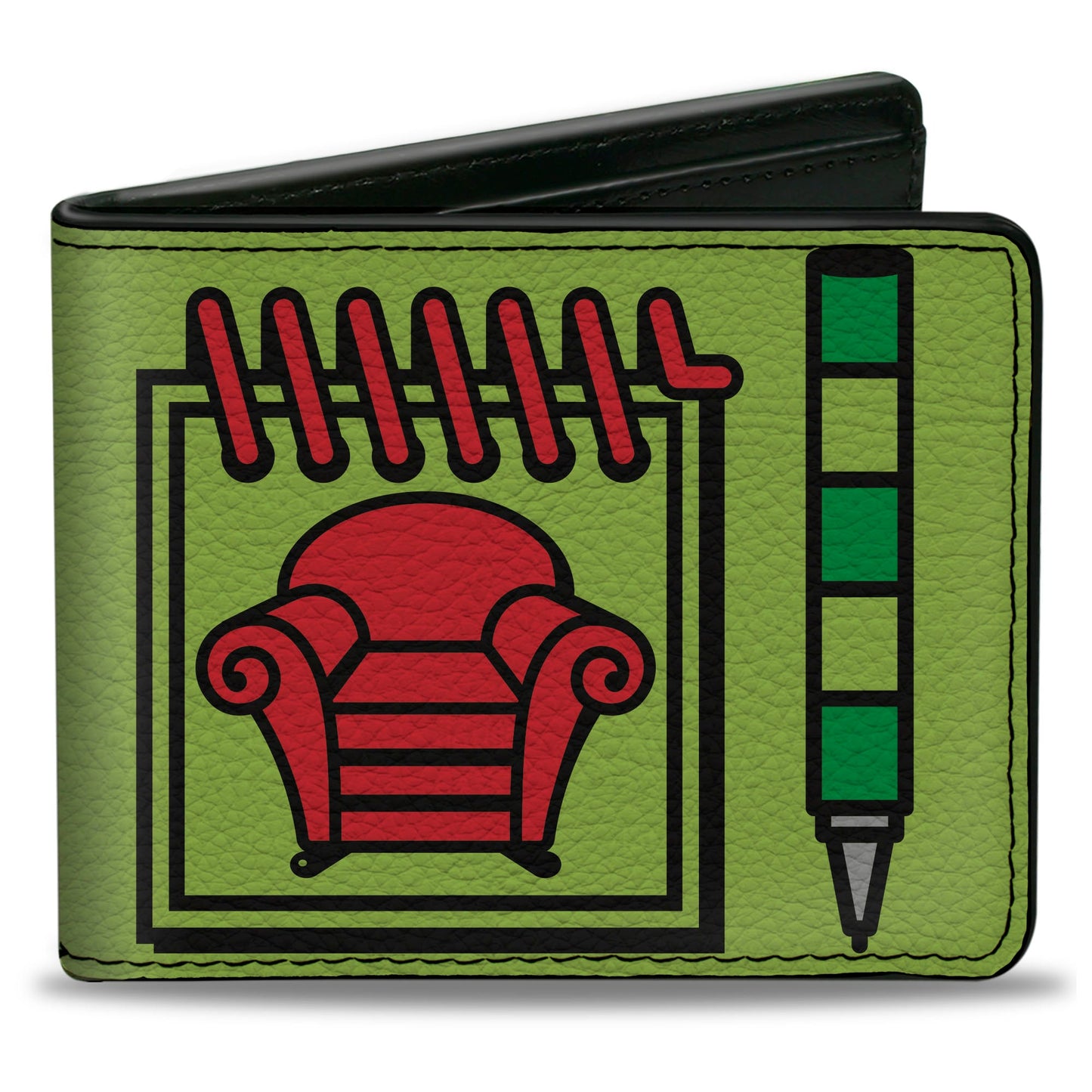 Bi-Fold Wallet - Blue's Clues Steve's Handy Dandy Notebook Thinking Chair + Striped Shirt Greens Black Red