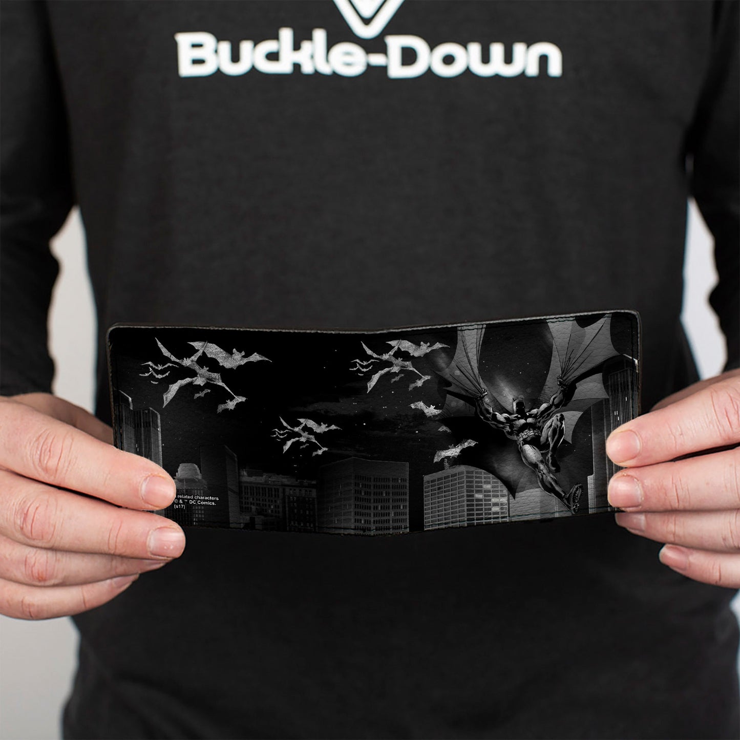 Bi-Fold Wallet - Batman Beauty of Flight Action Pose Bats Skyline Black Grays