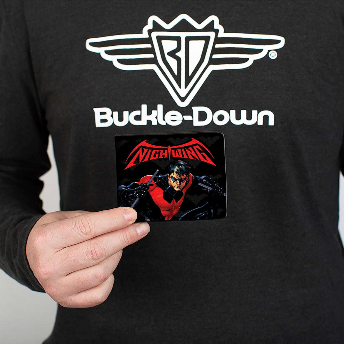 Bi-Fold Wallet - NIGHTWING Issue #1 Welcome to Gotham Cover Pose Logo Black Gray Red