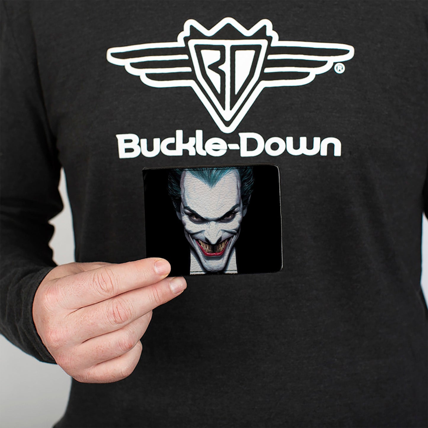 Bi-Fold Wallet - Joker Smiling + Batman Action Mythology Portraits Black