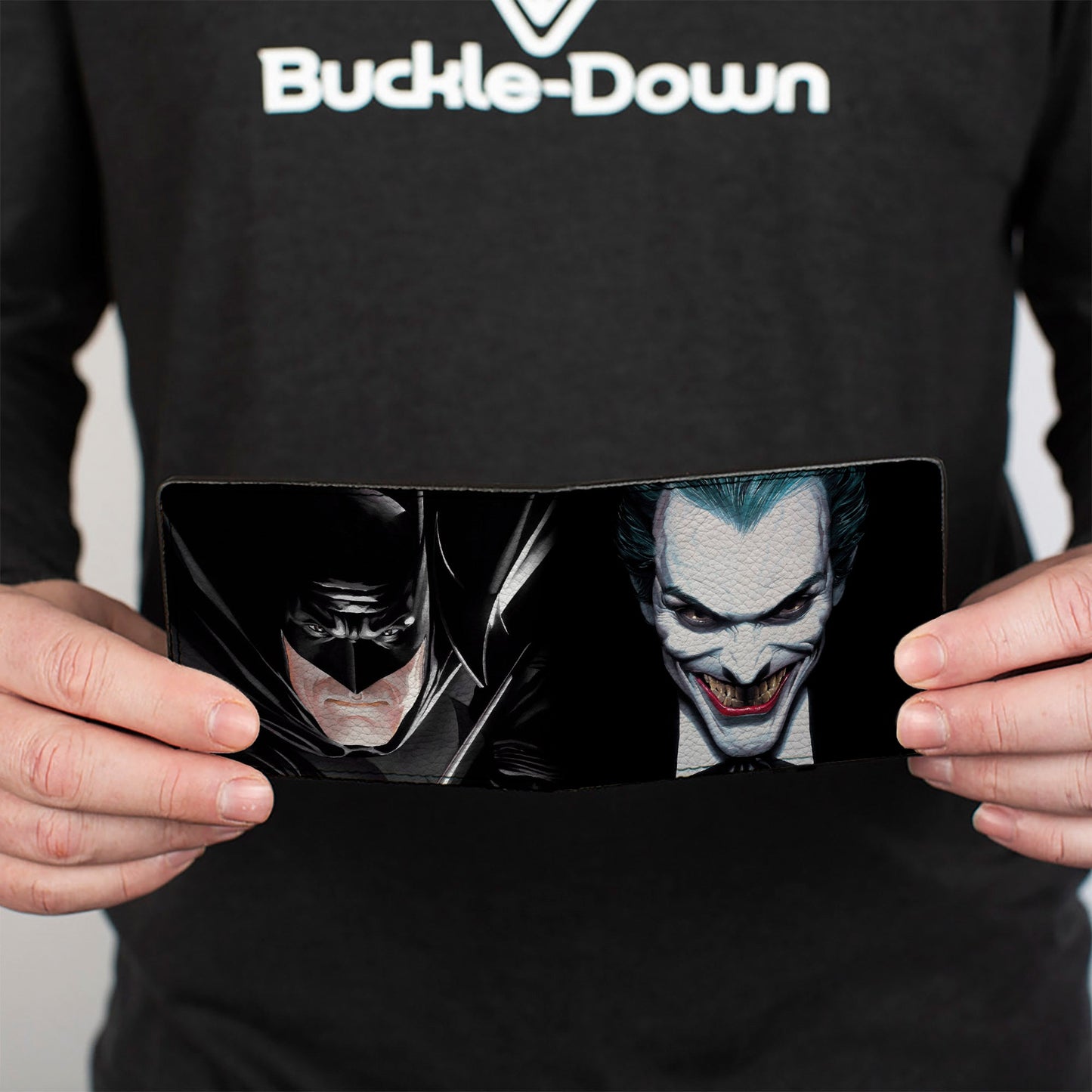 Bi-Fold Wallet - Joker Smiling + Batman Action Mythology Portraits Black