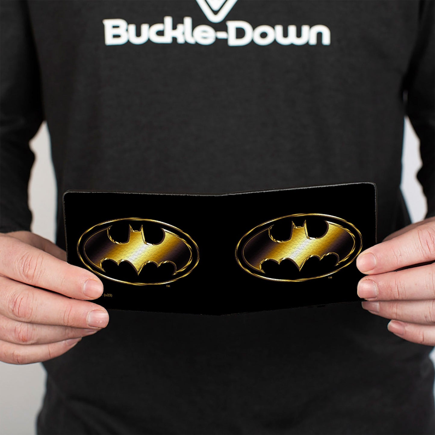 Bi-Fold  Wallet - Justice League Batman Bat Signal Logo Black/Gold