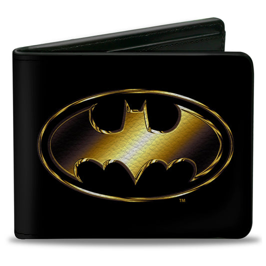 Bi-Fold  Wallet - Justice League Batman Bat Signal Logo Black/Gold