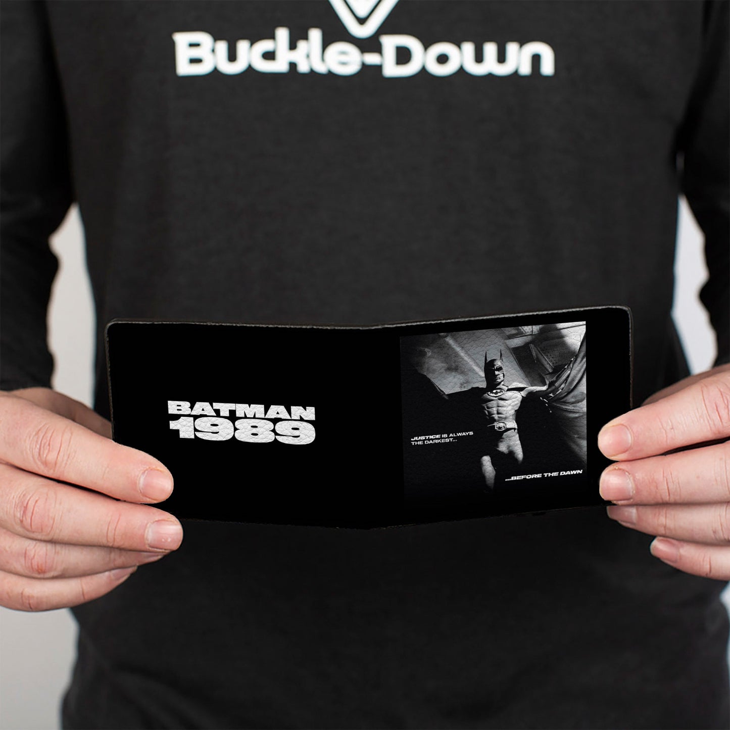 Bi-Fold  Wallet - Batman 1989 Jump Pose and Quote Black/White
