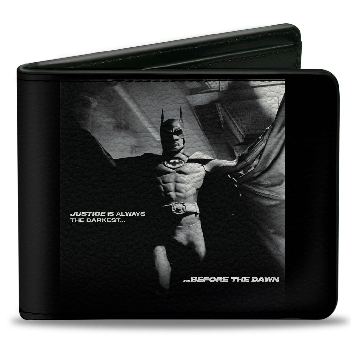 Bi-Fold  Wallet - Batman 1989 Jump Pose and Quote Black/White