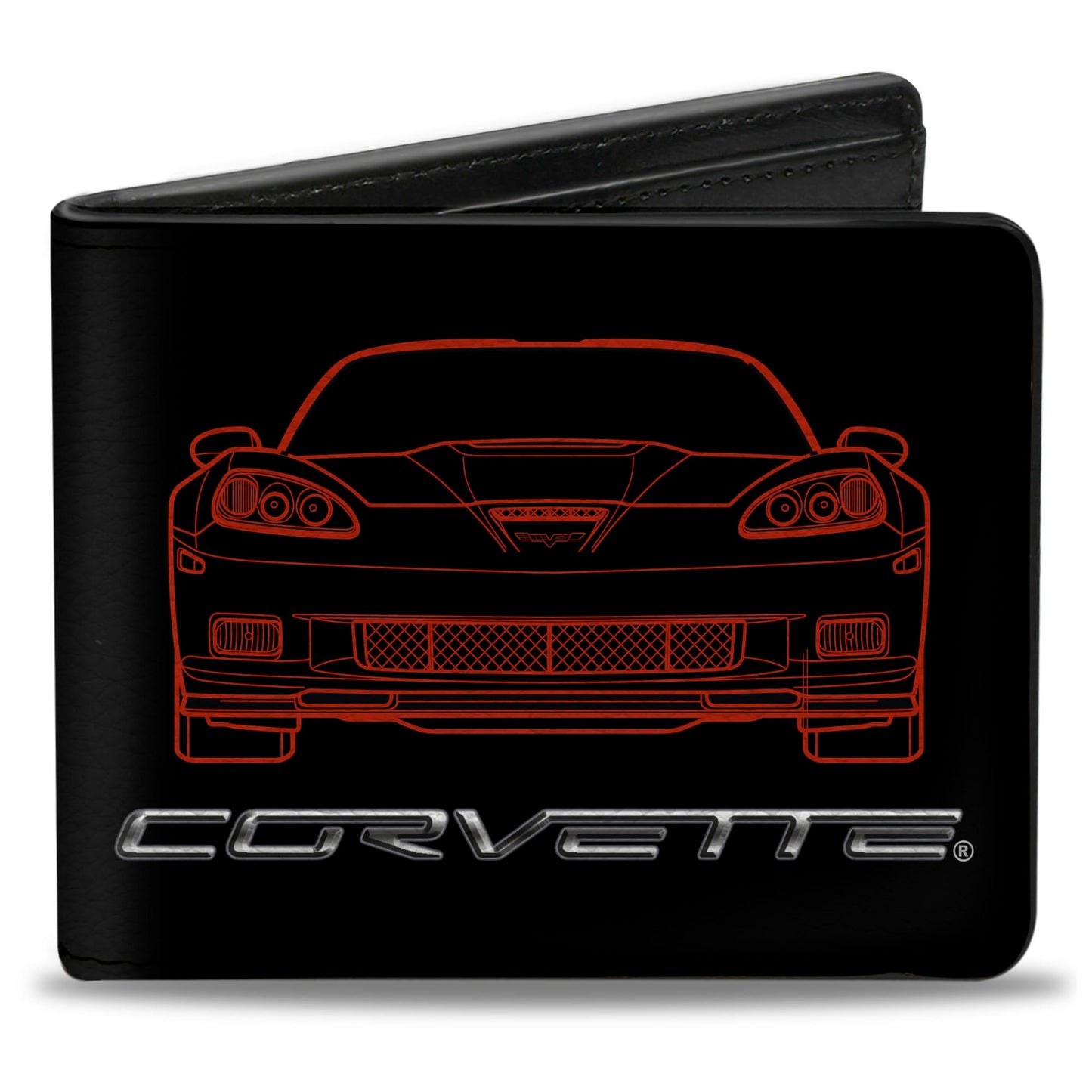 Bi-Fold Wallet - C6 Frontview + Rearview Blueprints Black Red