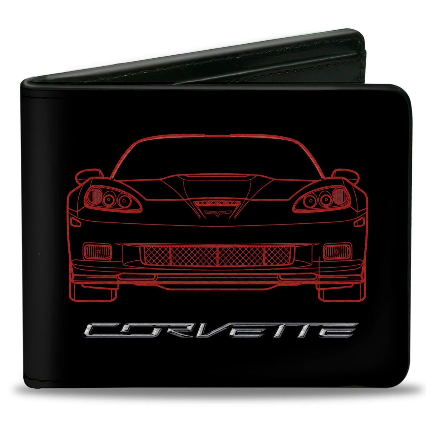 Bi-Fold Wallet - C6 Frontview + Rearview Blueprints Black Red