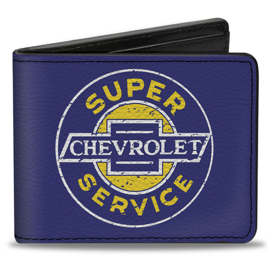 Bi-Fold Wallet - CHEVROLET SUPER SERVICE Logo Blue White Yellow