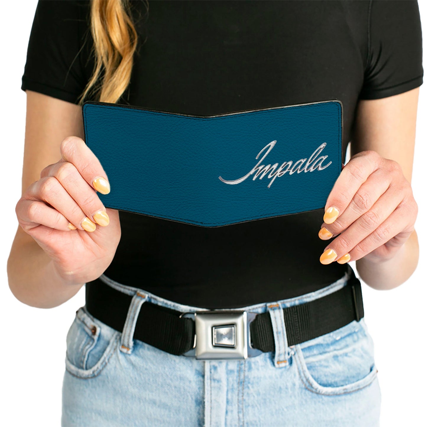 Bi-Fold Wallet - IMPALA Script Emblem Blue Silver