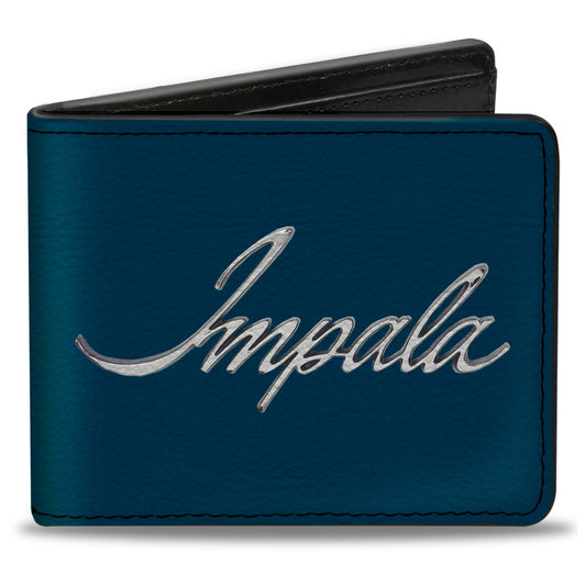 Bi-Fold Wallet - IMPALA Script Emblem Blue Silver