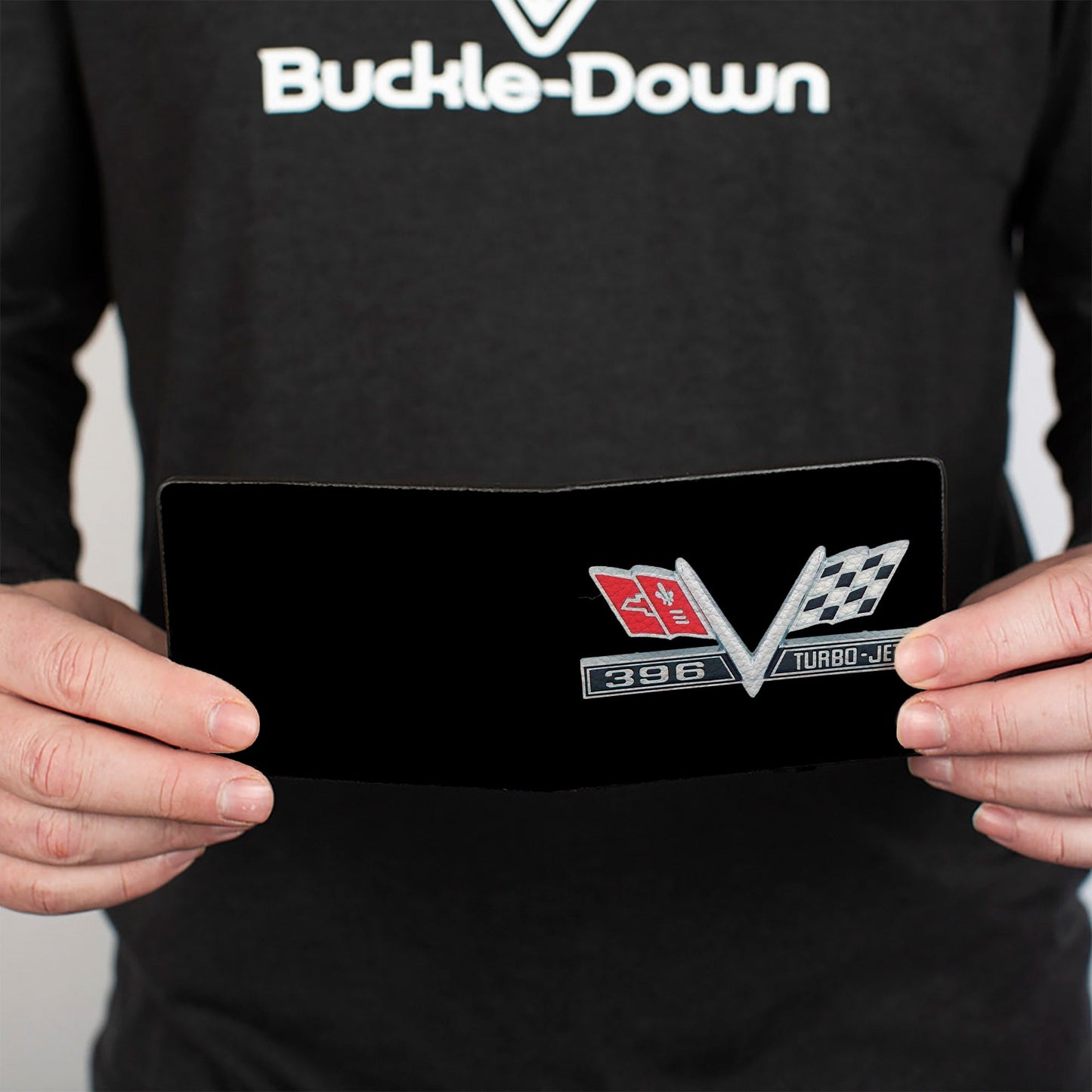 Bi-Fold Wallet - 1967 Impala 396 TURBO-JET V Emblem Black Silver Red White
