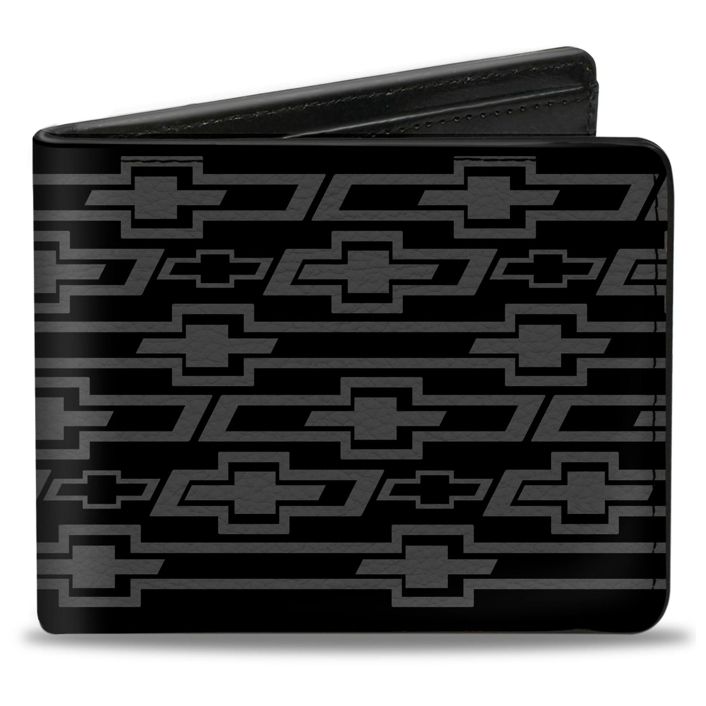 Bi-Fold Wallet - Retro Chevy Bowtie Diagonal Monogram Black Gray