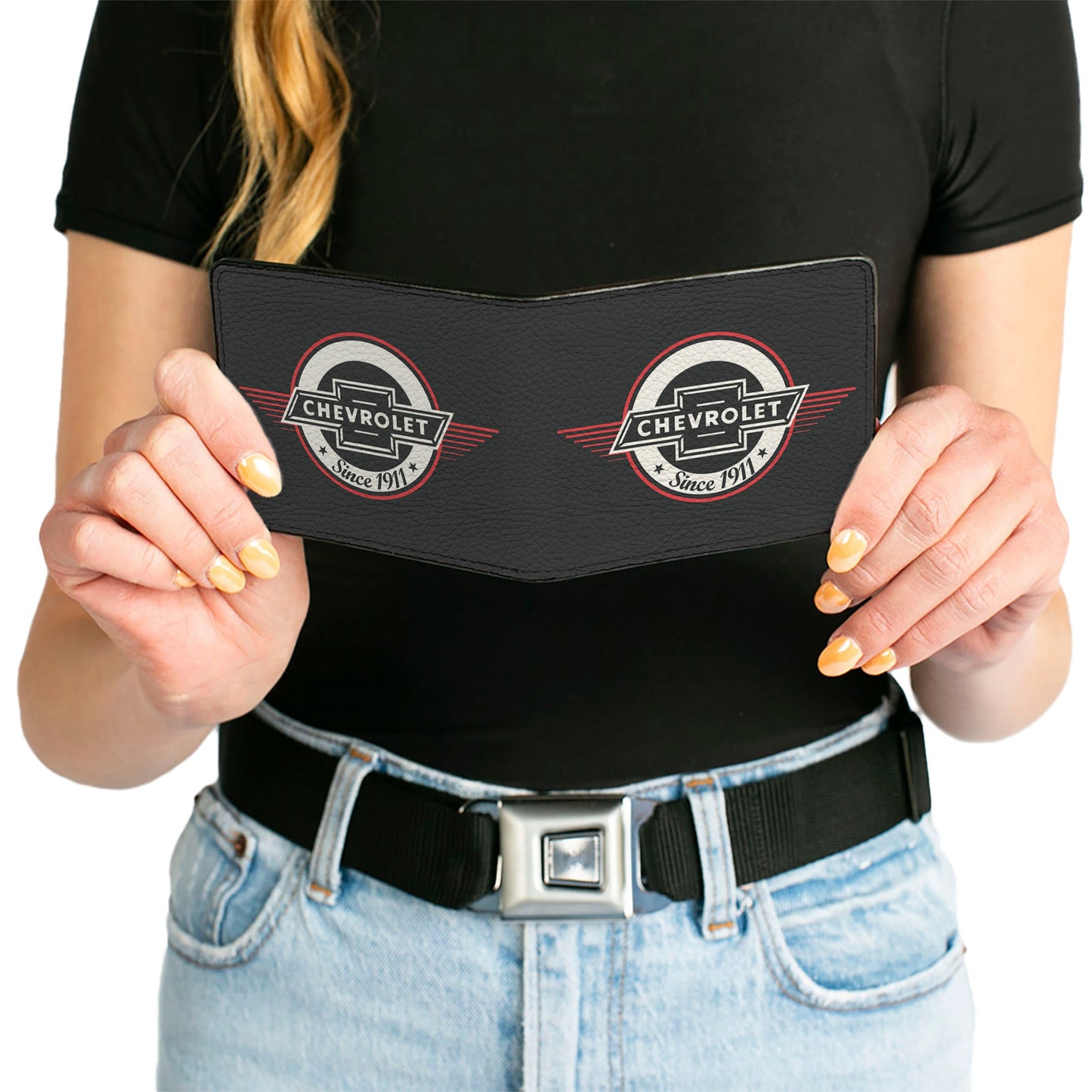 Bi-Fold Wallet - Retro Chevy Bowtie SINCE 1911 Black Red Ivory