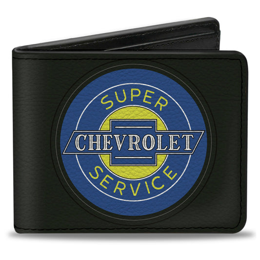 Bi-Fold Wallet - CHEVROLET SUPER SERVICE Logo Black Blue Yellow