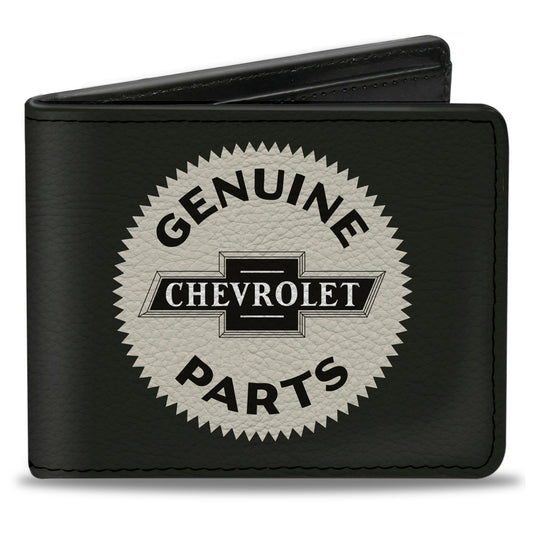 Bi-Fold Wallet - 1920 GENUINE CHEVROLET PARTS Seal Charcoal Tan